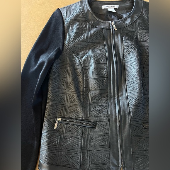 Nygard Collection Geometirc Embroidered Leather Jacket - Picture 3 of 11